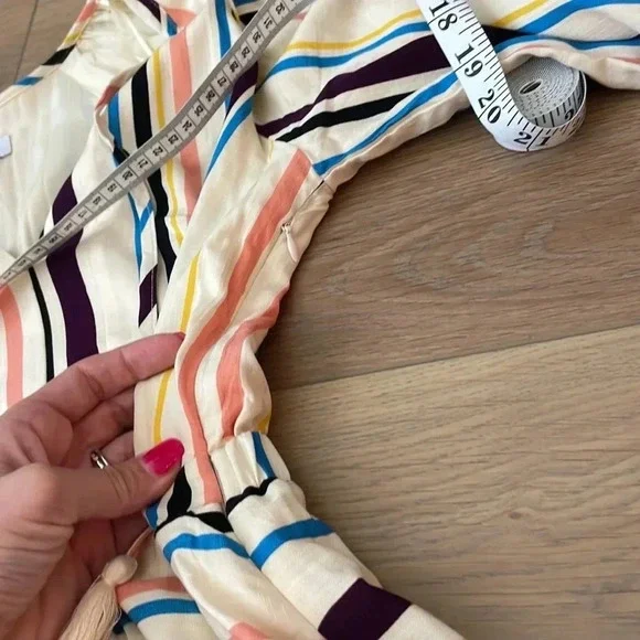 LOST + WANDER REVOLVE CORY Cream Blue STRIPED Boho MINI DRESS - Picture 16 of 16